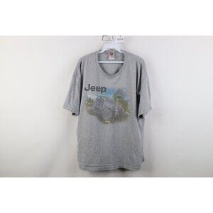 Vintage Mens XL Faded Spell Out Jeep Motor Co Rubicon T-Shirt Heather Gray USA